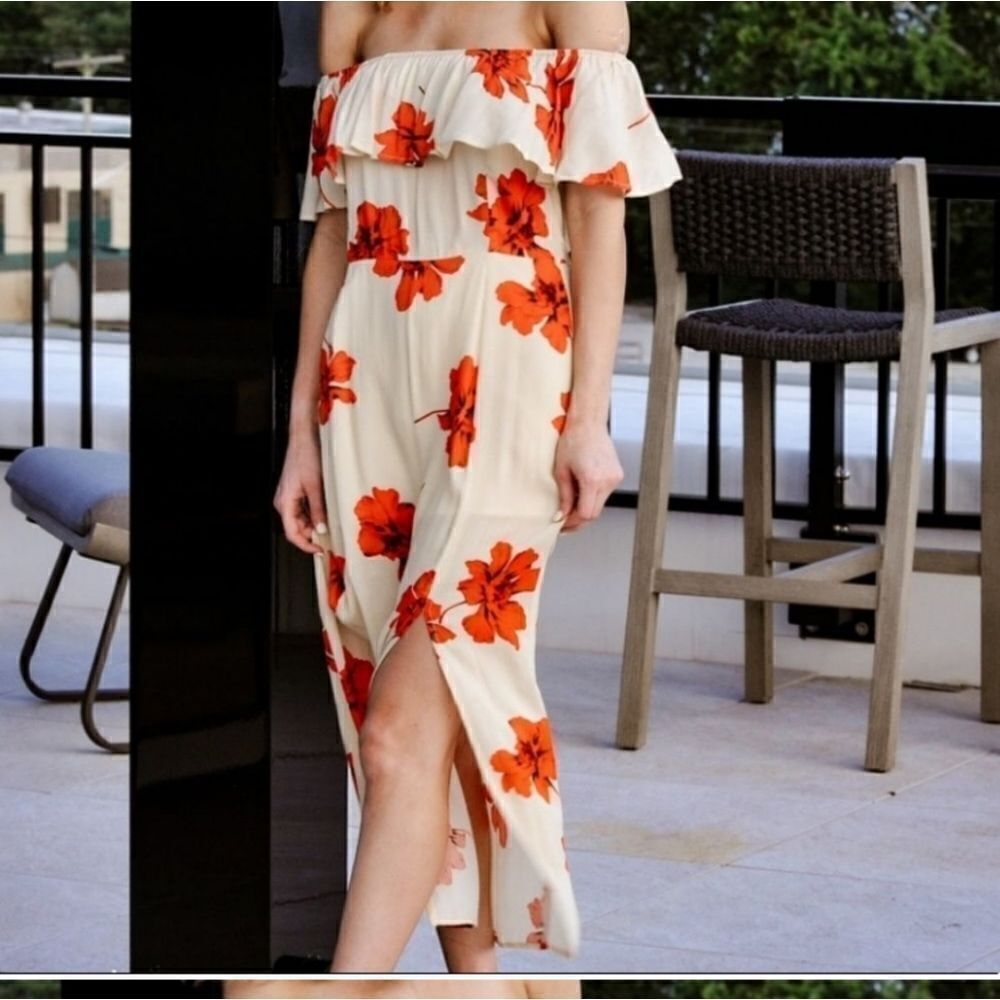 Promesa off shoulder floral hi-low‎ dress size medium